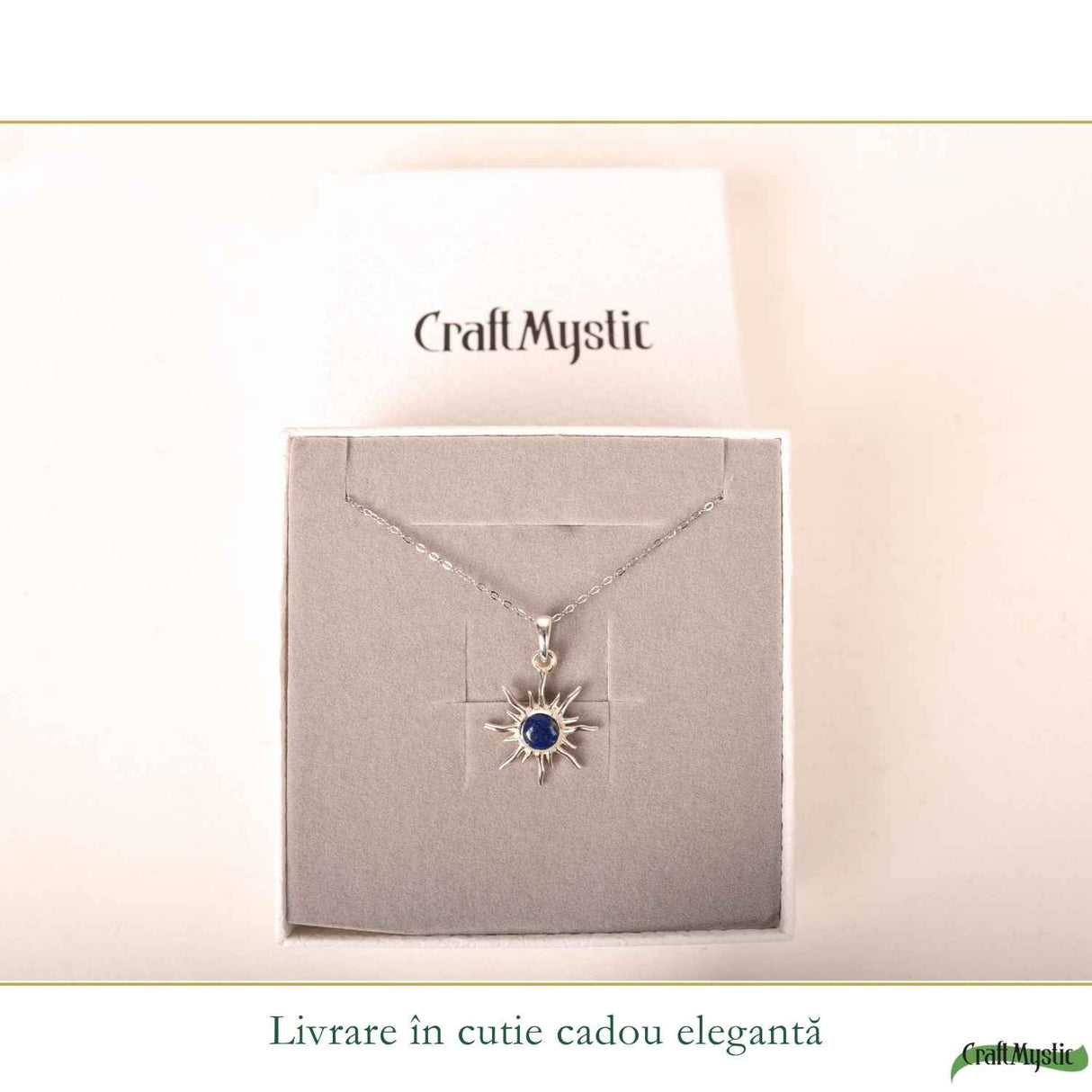 Colier argint 925 cu Lapis Lazuli soare – Claritate mentala si energie pozitiva
