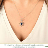 Colier argint 925 cu Lapis Lazuli soare – Claritate mentala si energie pozitiva