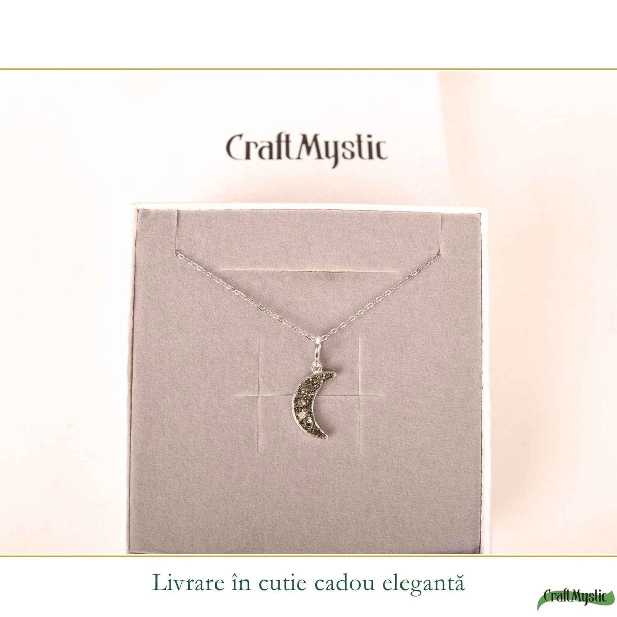 Colier argint 925 cu Pirita semiluna – Prosperitate si protectie energetica