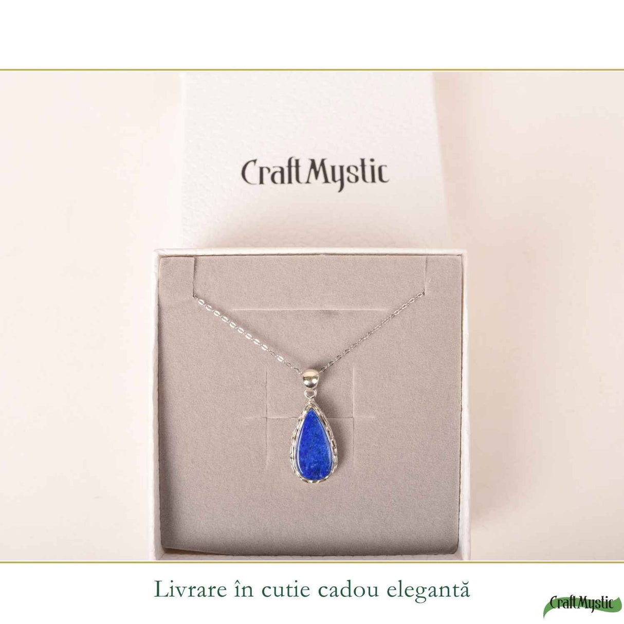Colier argint 925 cu Lapis Lazuli forma de lacrima – Claritate mentala si echilibru interior