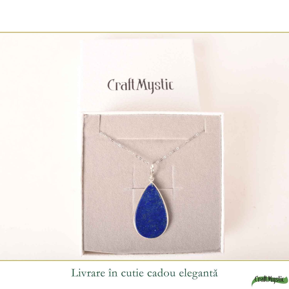 Colier argint 925 cu Lapis Lazuli lacrima – Claritate mentala si echilibru interior