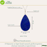 Colier argint 925 cu Lapis Lazuli lacrima – Claritate mentala si echilibru interior