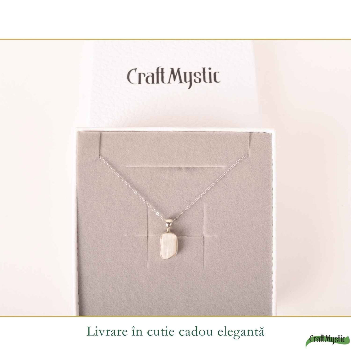 Colier Argint 925 cu Selenit – Claritate si Echilibru Spiritual