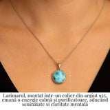 Colier Argint 925 cu Larimar Rotund - Armonie si Calm Oceanic