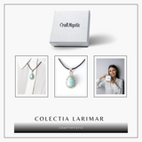 Colier Argintiu cu Piatra Naturala Larimar in Forma de Lacrima - Calm si Armonie Interioara