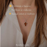 Colier argint 925 cu cruce mica si chihlimbar natural - Protectie si energie solara