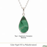 Colier Argint 925 cu Malachit Lacrima – Protectie si Eliberare Emotionala