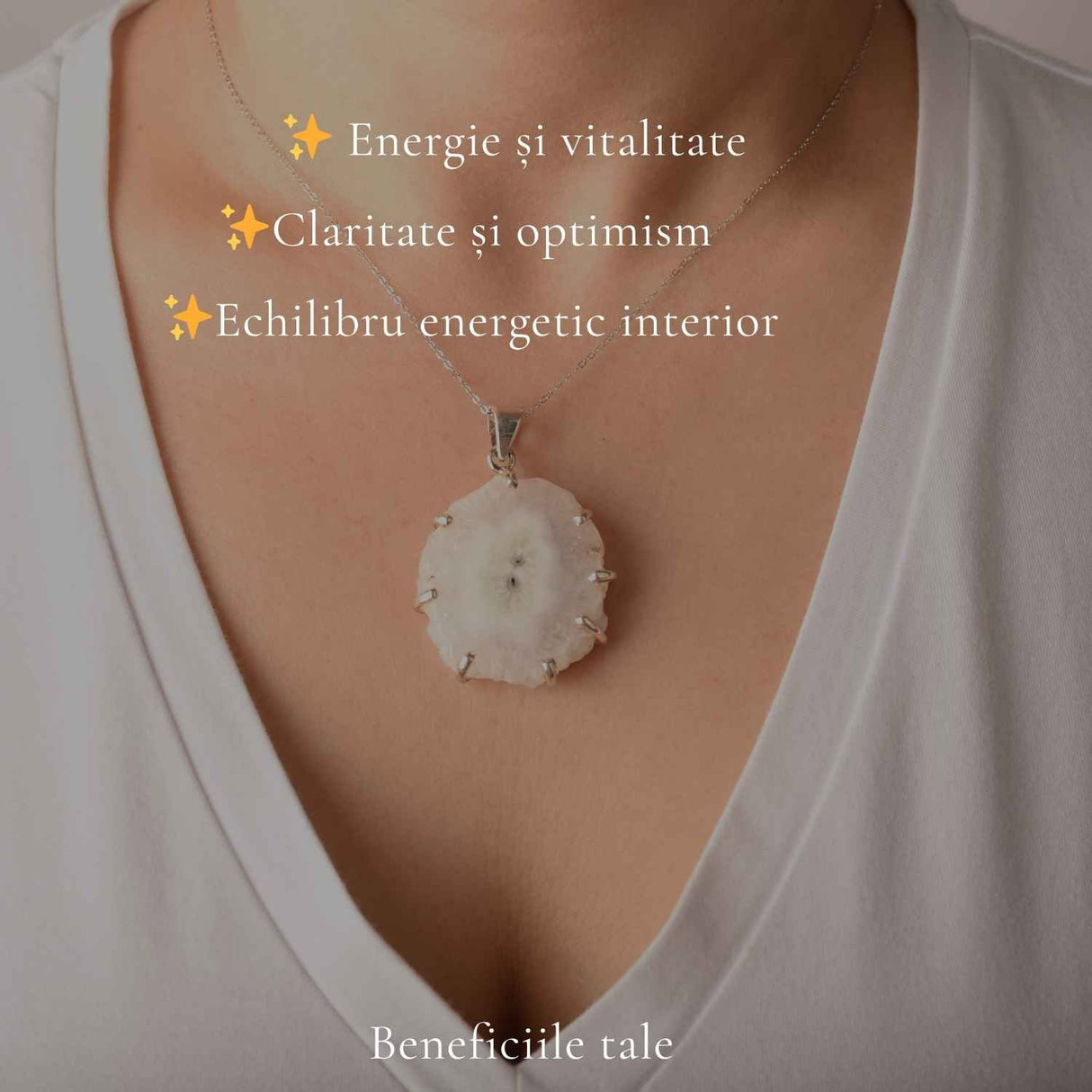 Colier Argint 925 cu Cuart Solar – Energie Pozitiva si Vitalitate