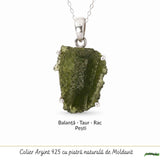 Colier Argint 925 cu Moldavit Brut Natural – Protectie si Energie Spirituala