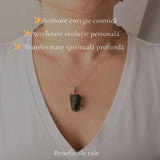 Colier Argint 925 cu Moldavit Brut Natural – Protectie si Energie Spirituala