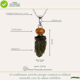 Colier argint 925 cu Moldavit si Chihlimbar Natural – Echilibru si Claritate Interioara