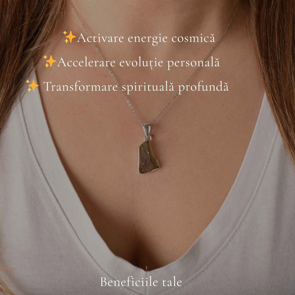 Colier argint 925 cu moldavit brut neregulat – transformare si energie autentica