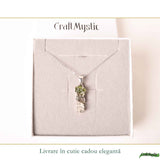Colier Argint 925 cu Moldavit, Herkimer si Meteorit Brut – Energie si Transformare