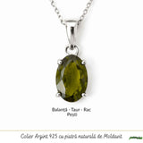 Colier Argint 925 cu Moldavit Fatetat Oval – Claritate si Transformare