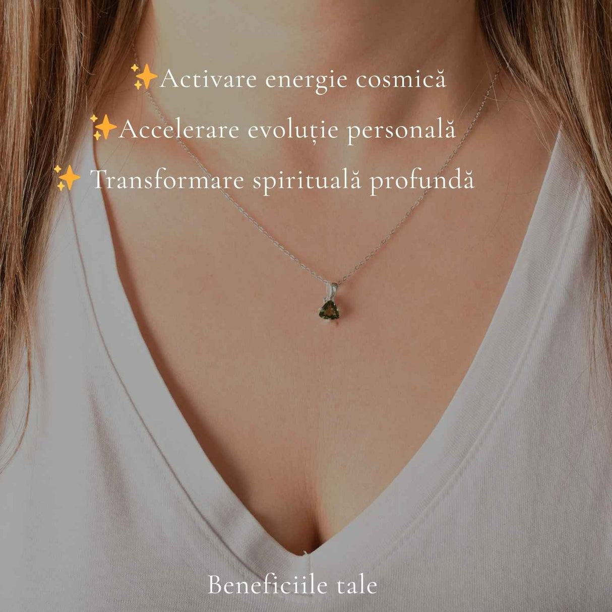 Colier Argint 925 cu Moldavit Fatetat Triunghi – Claritate si Energie Transformatoare