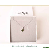 Colier Argint 925 cu Moldavit Fatetat Patrat mic– Claritate si Transformare Interioara