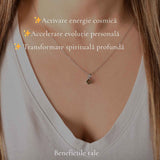 Colier Argint 925 cu Moldavit Fatetat Patrat mic– Claritate si Transformare Interioara