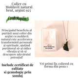 Colier Argint 925 cu Moldavit natural brut 2.6 g -sustinere simbolica pentru schimbare si introspectie