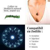 Colier Argint 925 cu Moldavit natural brut 2.6 g -sustinere simbolica pentru schimbare si introspectie