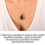 Colier Argint 925 cu Moldavit natural brut 2.6 g -sustinere simbolica pentru schimbare si introspectie