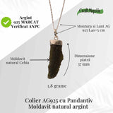 Colier Argint 925 cu Moldavit natural brut 3.8 g - laritate Interioara si Transformare Blanda