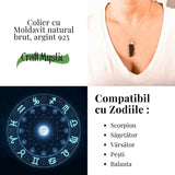 Colier Argint 925 cu Moldavit natural brut 3.8 g - laritate Interioara si Transformare Blanda