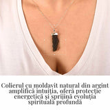 Colier Argint 925 cu Moldavit natural brut 3.8 g - laritate Interioara si Transformare Blanda