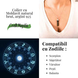 Colier Argint 925 cu Moldavit natural brut 2.9 g - Prezenta si Calm in Ritualul Zilnic