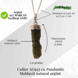 Colier Argint 925 cu Moldavit natural brut 2.9 g - Prezenta si Calm in Ritualul Zilnic