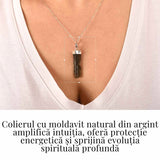 Colier Argint 925 cu Moldavit natural brut 2.9 g - Prezenta si Calm in Ritualul Zilnic