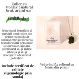 Colier Argint 925 cu Moldavit natural brut 2.2 g -sprijin discret pentru reflecție si calm