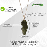 Colier Argint 925 cu Moldavit natural brut 2.9 g - echilibru emotional si prezenta in ritmul tau