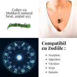 Colier Argint 925 cu Moldavit natural brut 2.8 g - simbol al schimbarii asumate si al echilibrului
