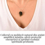 Colier Argint 925 cu Moldavit natural brut 2.6 g - sustinere simbolica pentru schimbare si introspectie