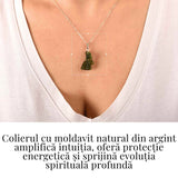 Colier Argint 925 cu Moldavit natural brut 2.2 g -claritate interioara