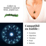 Colier Argint 925 cu Moldavit natural brut 2.2 g -claritate interioara