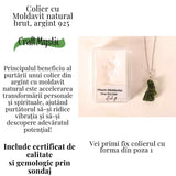 Colier Argint 925 cu Moldavit natural brut 2.2 g -claritate interioara