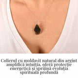 Colier Argint 925 cu Moldavit natural brut 2.9 g - prezenta, sens si spatiu pentru tine