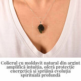 Colier Argint 925 cu Moldavit natural brut 3.2 g - un simbol al claritatii si al deschiderii interioare