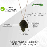 Colier Argint 925 cu Moldavit natural brut 3.2 g - un simbol al claritatii si al deschiderii interioare