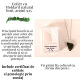 Colier Argint 925 cu Moldavit natural brut 2.7 g - claritate emotionala si conectare cu intentiile tale