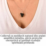 Colier Argint 925 cu Moldavit natural brut 2.7 g - claritate emotionala si conectare cu intentiile tale