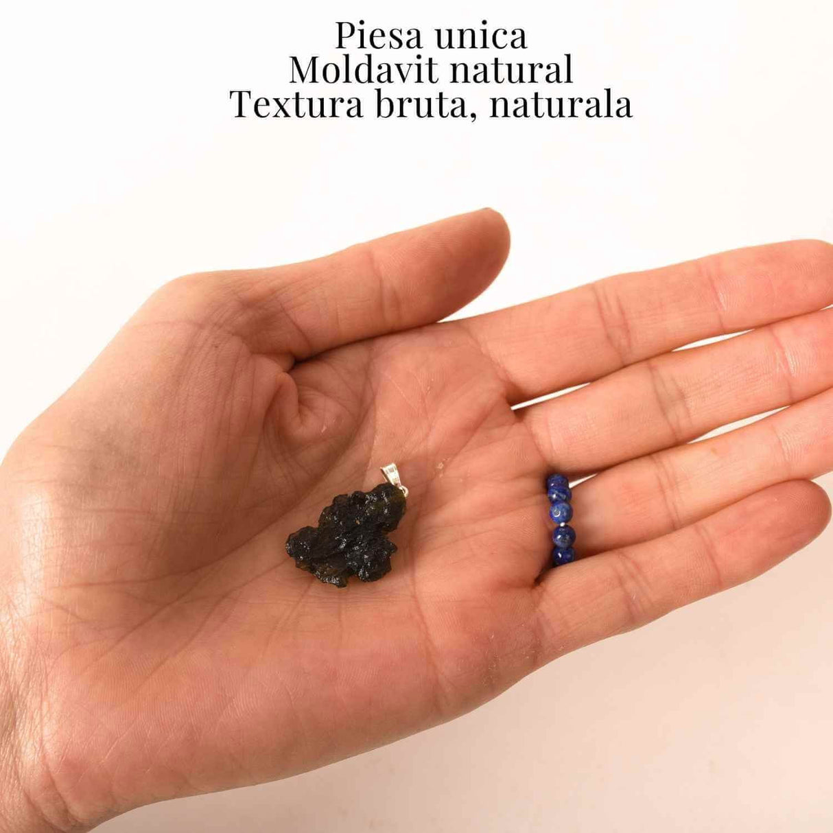 Colier Argint 925 cu Moldavit natural brut 2.6 g - o piatra a schimbarii blande si a claritatii interioare