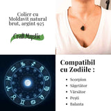 Colier Argint 925 cu Moldavit natural brut 2.6 g - o piatra a schimbarii blande si a claritatii interioare