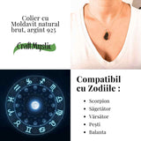 Colier Argint 925 cu Moldavit natural brut 2.7 g - un obiect cu sens pentru claritate si autoobservare