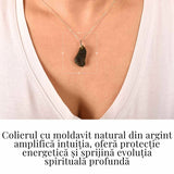 Colier Argint 925 cu Moldavit natural brut 2.7 g - un obiect cu sens pentru claritate si autoobservare