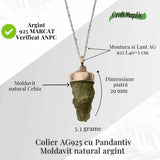Colier Argint 925 cu Moldavit natural brut 3.3 g - Sustinere Simbolica pentru Introspectie si Sens