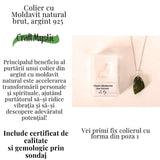 Colier Argint 925 cu Moldavit natural brut 2.9 g - o ancora simbolica pentru transformare blanda