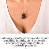 Colier Argint 925 cu Moldavit natural brut 3.0 g - sprijin discret pentru reflectie si calm