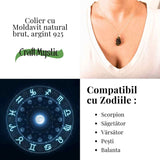 Colier Argint 925 cu Moldavit natural brut 3.0 g - sprijin discret pentru reflectie si calm